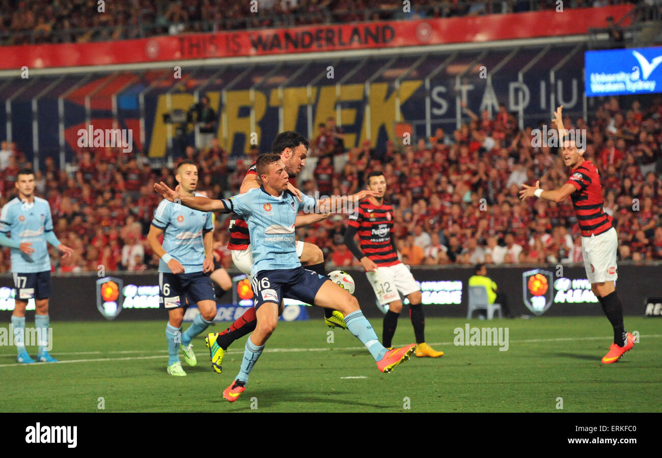 Sydney FC and the Western Sydney Wanderers played out a 1-1 draw in an entertaining A-League game  Featuring: Mark Bridge sets up goal for Tomi Juric Sydney FC v Western Sydn Where: Sydney, Australia When: 29 Nov 2014 Credit: WENN.com Stock Photo