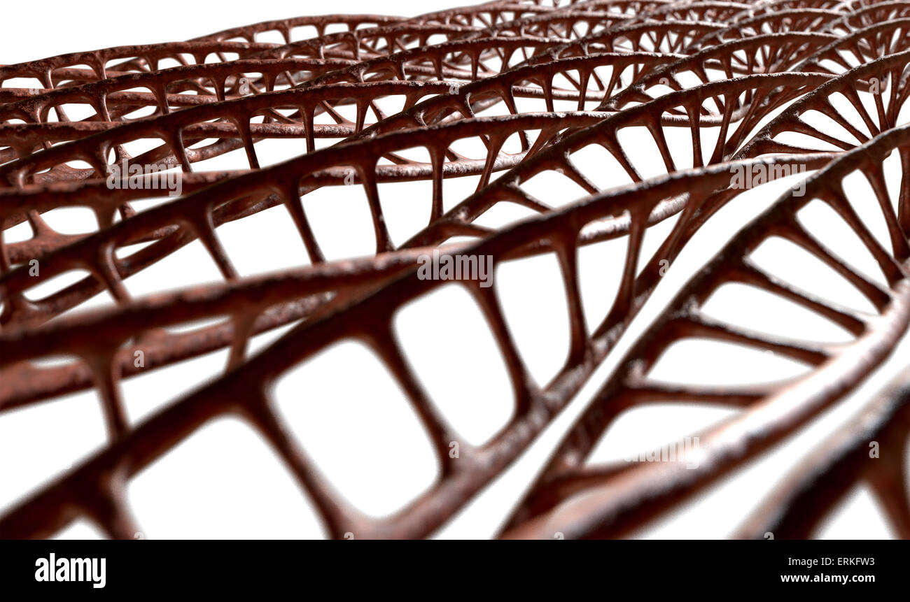 A microscopic view of sequenced pattern of DNA style strands of flesh ...