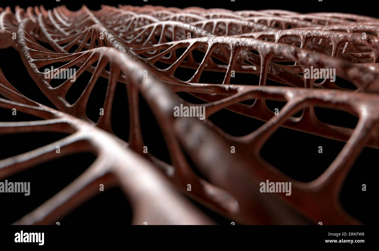 A microscopic view of sequenced pattern of DNA style strands of flesh on an  isolated background Stock Photo - Alamy