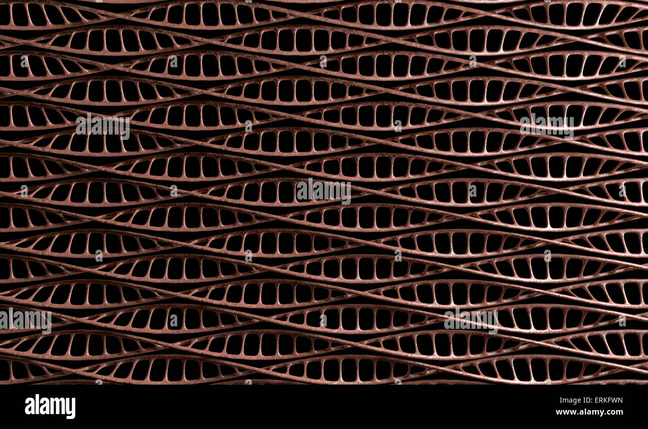 A microscopic view of sequenced pattern of DNA style strands of flesh ...