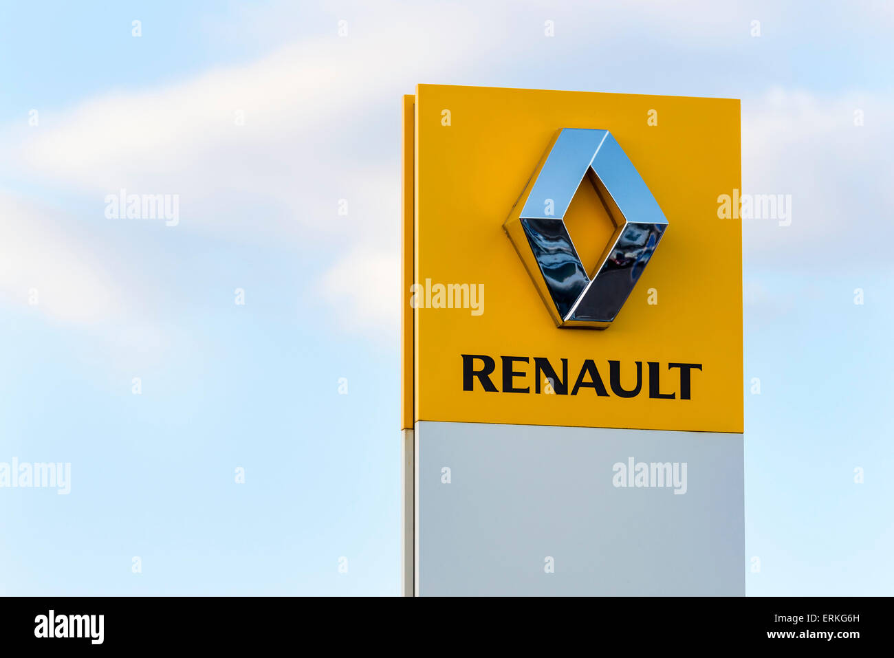 Renault car dealership sign, UK. Stock Photo
