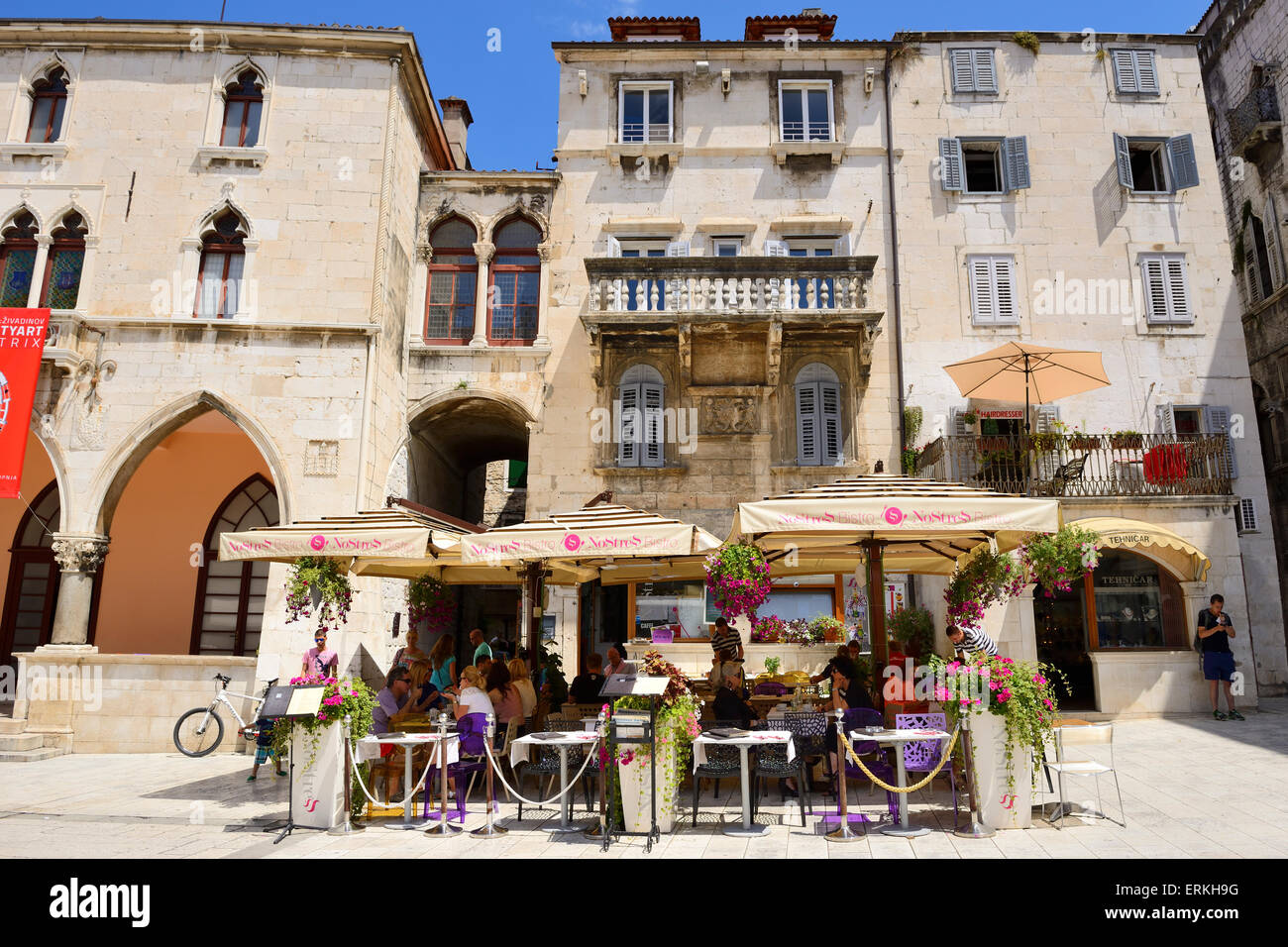 Narodni Trg (People's Square) in Split on Dalmatian Coast of Croatia Stock Photo