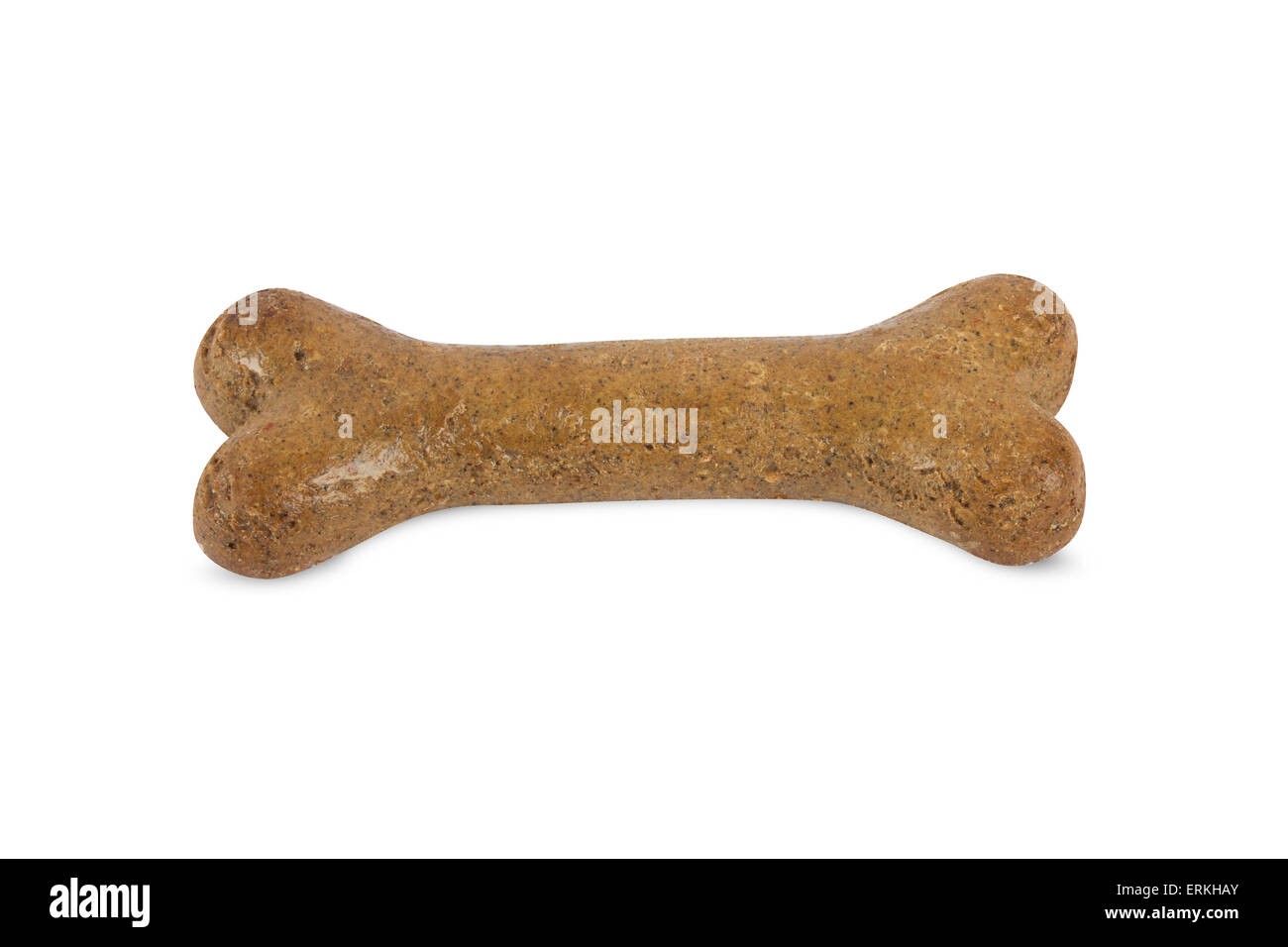 Close up view of single dog food bone treat, isolated on white background. Stock Photo