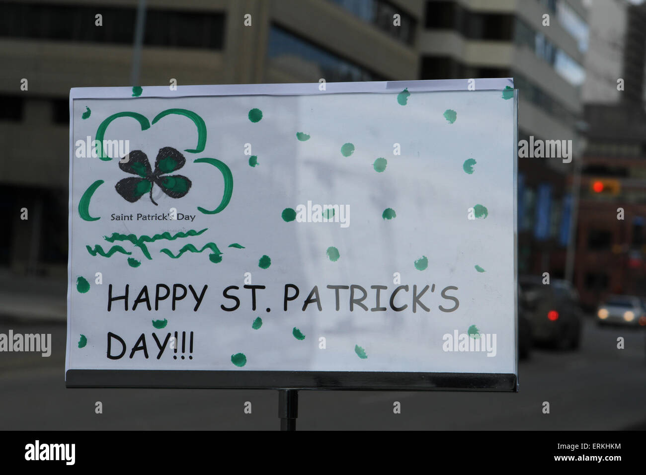 St Patrick's Day greeting and green cloths rack Stock Photo