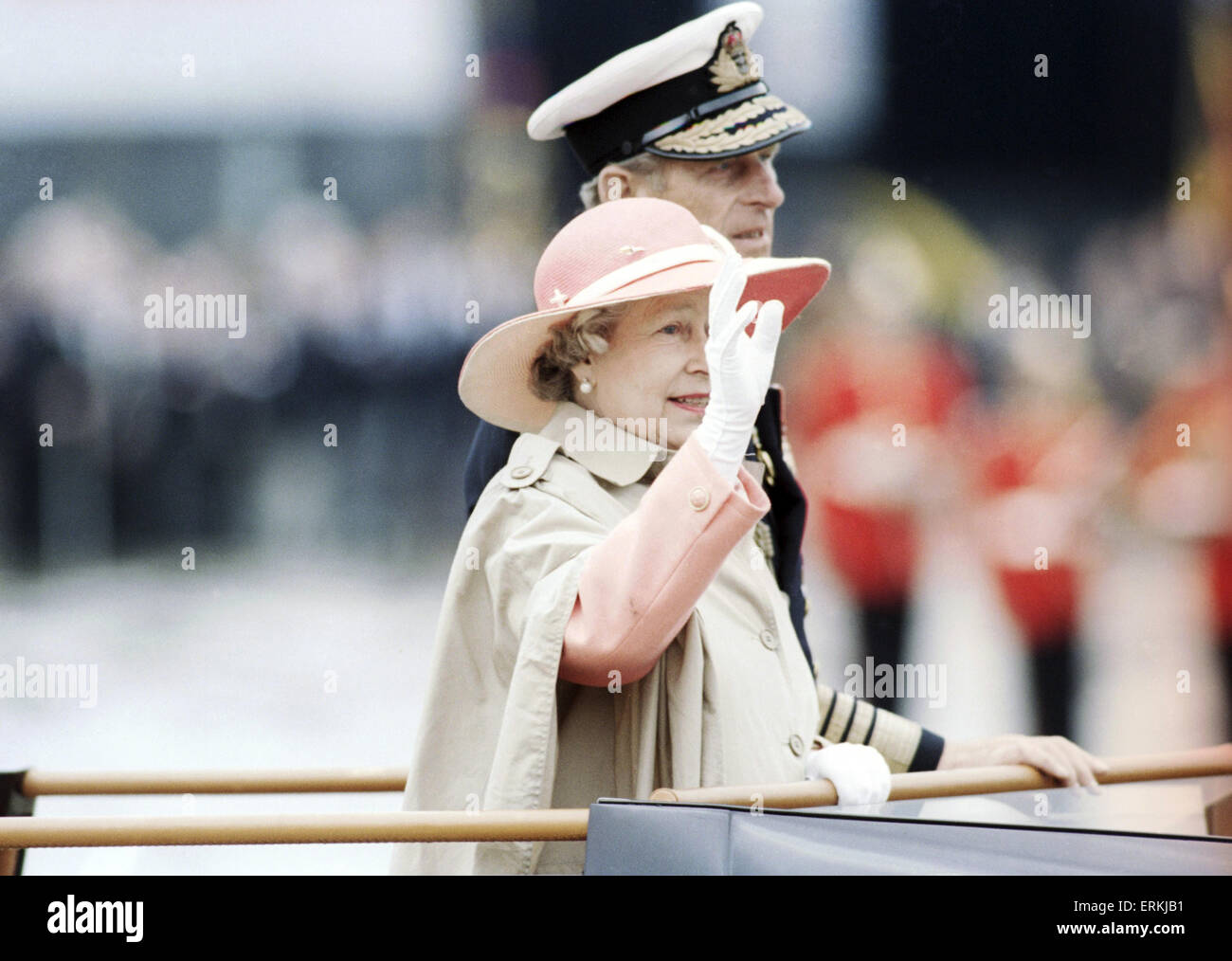 D Day 50th Anniversary, Omaha Beach, Normandy, France. 6th June 1994. Queen Elizabeth II & Prince Philip. Stock Photo