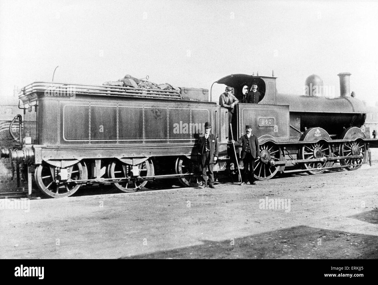 London Northwestern Locomotive 0-6-0 number 147 stationed at Crewe. Circa 1896. Stock Photo