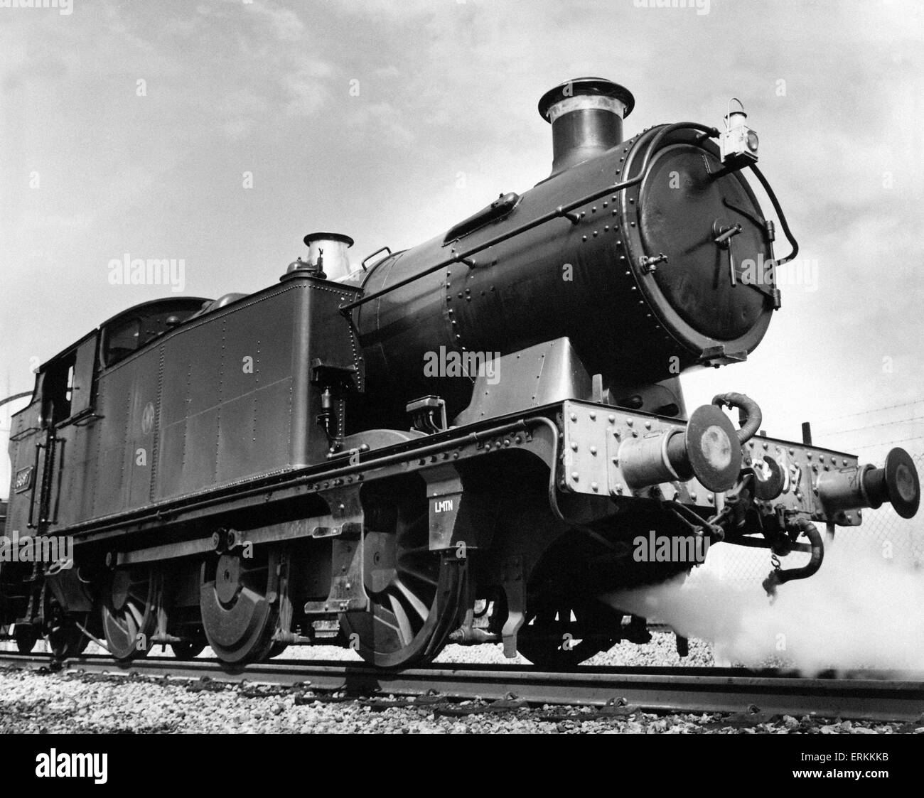 An old Leamington steam locomotive number 6697 being preapred for action at Didcot, Oxfordshire before taking part in the Great Western Society Ltd open days. 17th September 1977. Stock Photo