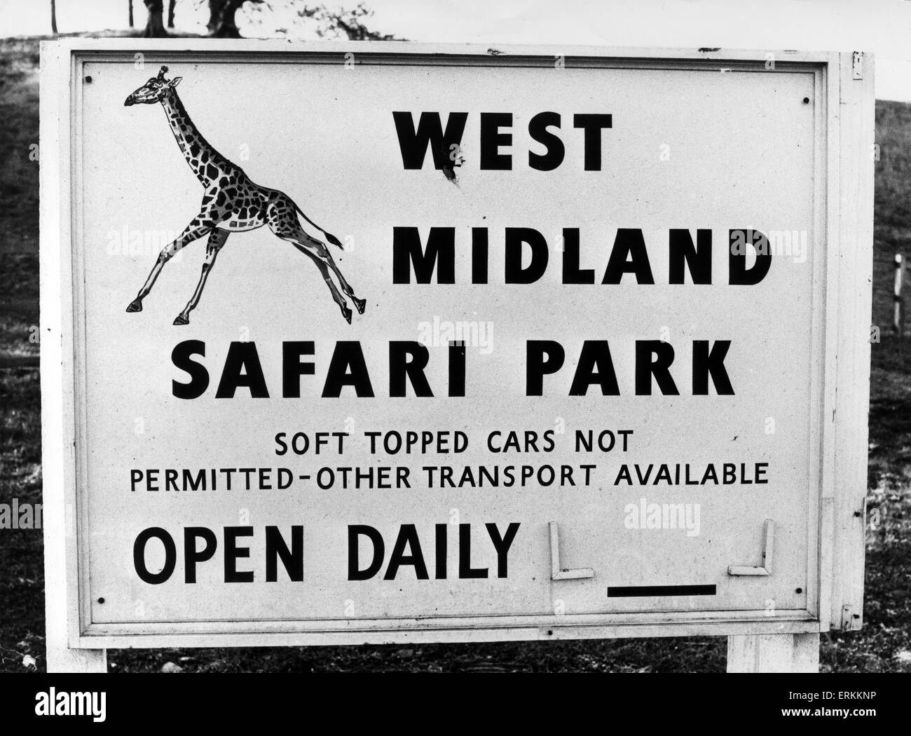 West Midland Safari and Leisure Park, located in Bewdley, Worcestershire, England. Sign. 17th December 1973. Stock Photo