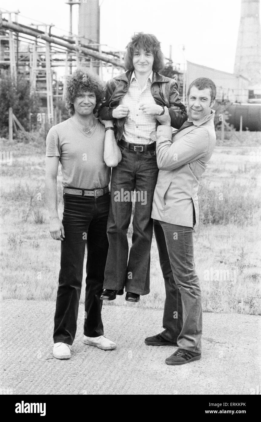 Stephen Lister 18 year old script writer, meets the stars of The Professionals, Martin Shaw and Lewis Collins, 16th August 1979. Stephen submitted a script, which was accepted, and is the idea for this particular episode called, The Purge of CI5. Stock Photo