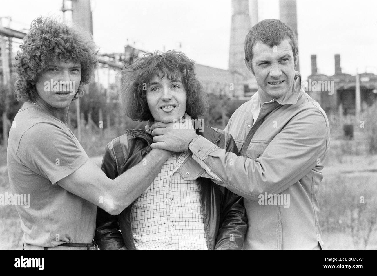 Stephen Lister 18 year old script writer, meets the stars of The Professionals, Martin Shaw and Lewis Collins, 16th August 1979. Stephen submitted a script, which was accepted, and is the idea for this particular episode called, The Purge of CI5. Stock Photo