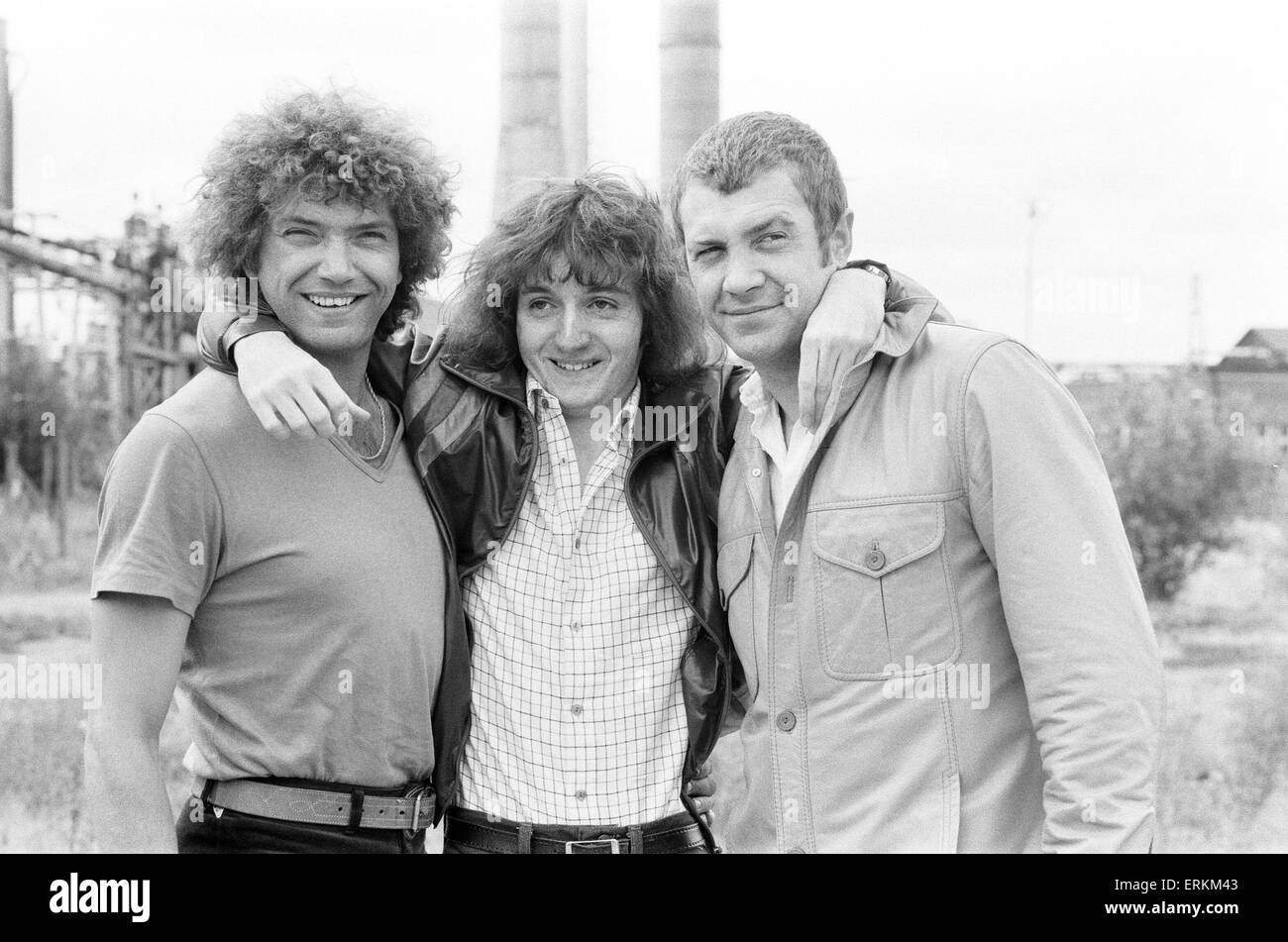 Stephen Lister 18 year old script writer, meets the stars of The Professionals, Martin Shaw and Lewis Collins, 16th August 1979. Stephen submitted a script, which was accepted, and is the idea for this particular episode called, The Purge of CI5. Stock Photo