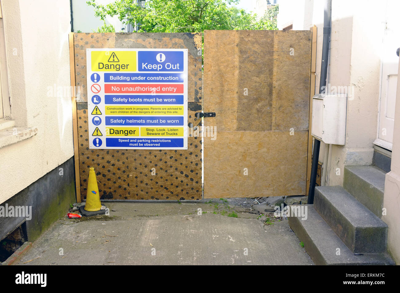 No entry Building work in progress construction safety sign 