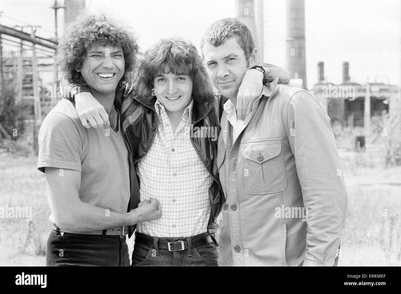 Stephen Lister 18 year old script writer, meets the stars of The Professionals, Martin Shaw and Lewis Collins, 16th August 1979. Stephen submitted a script, which was accepted, and is the idea for this particular episode called, The Purge of CI5. Stock Photo