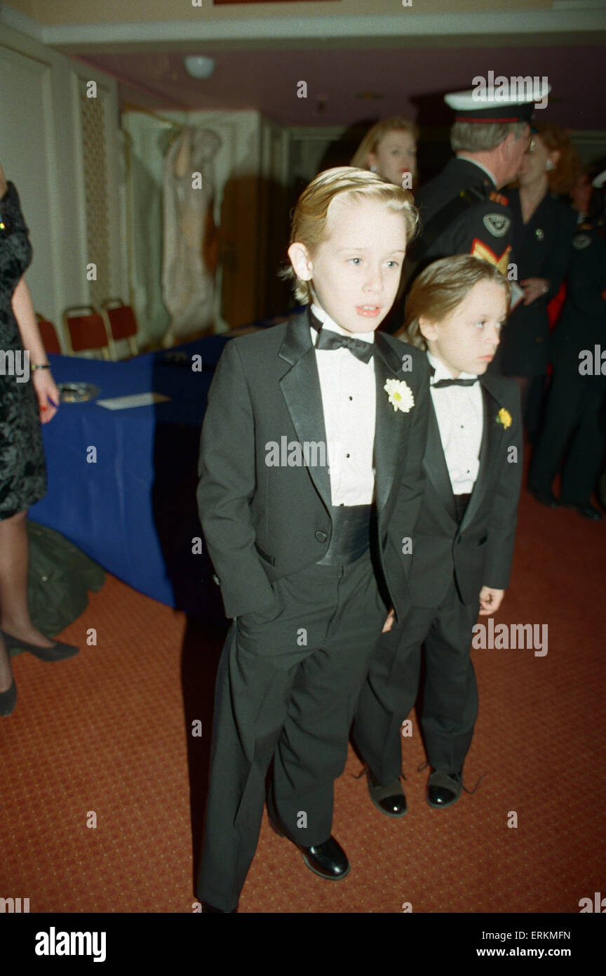 Macaulay Culkin and his younger brother Kieran Culkin, pictured at The Video Awards on 17th October 1991 Stock Photo