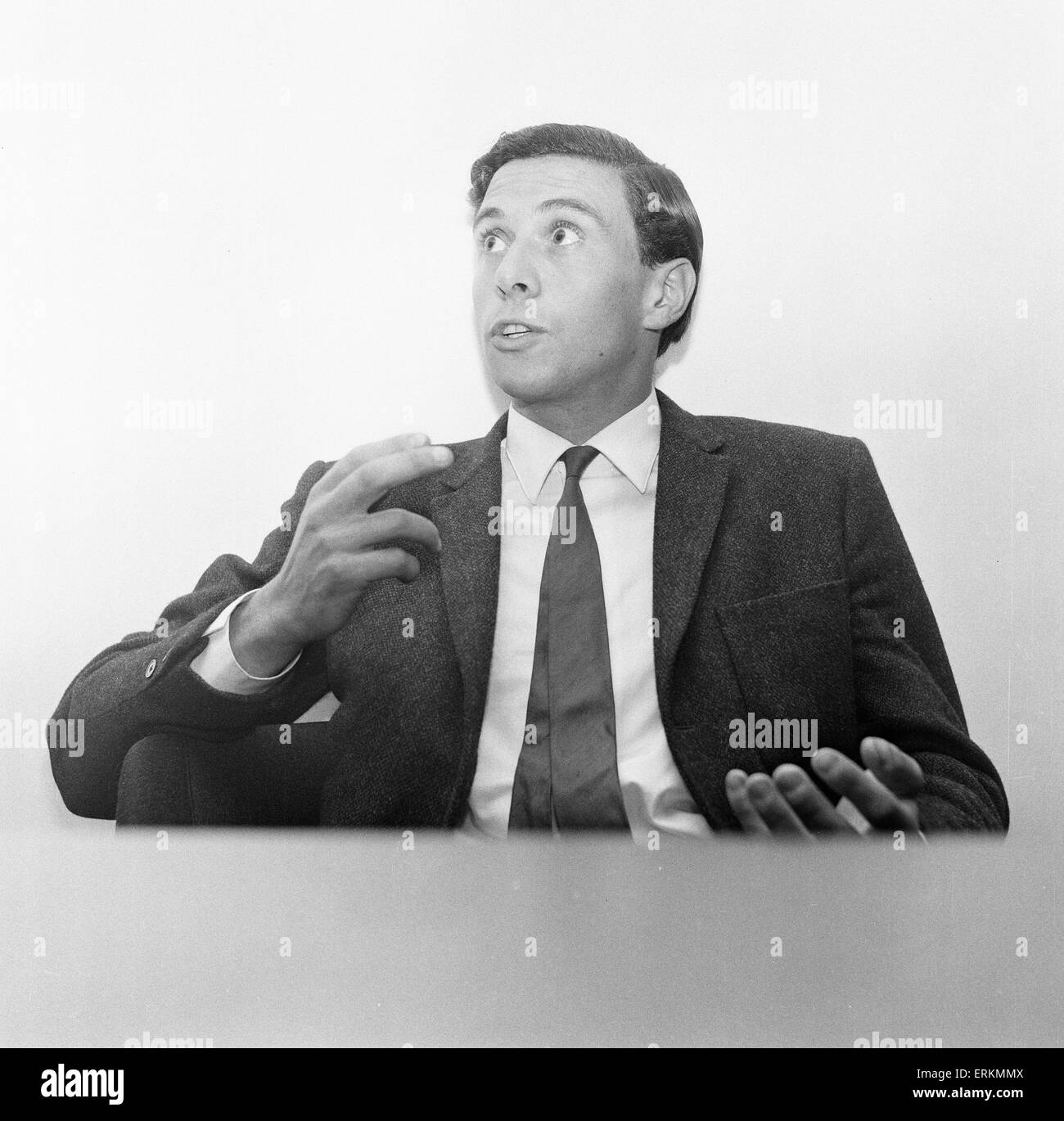 Jim Clark, British Formula One racing driver from Scotland, pictured at news press conference, 9th September 1963. Jim Clark won two World Championships, in 1963 and 1965. Stock Photo