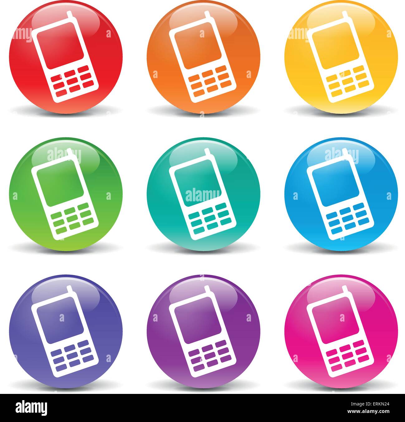 Vector illustration of cellphone set icons on white background Stock Vector