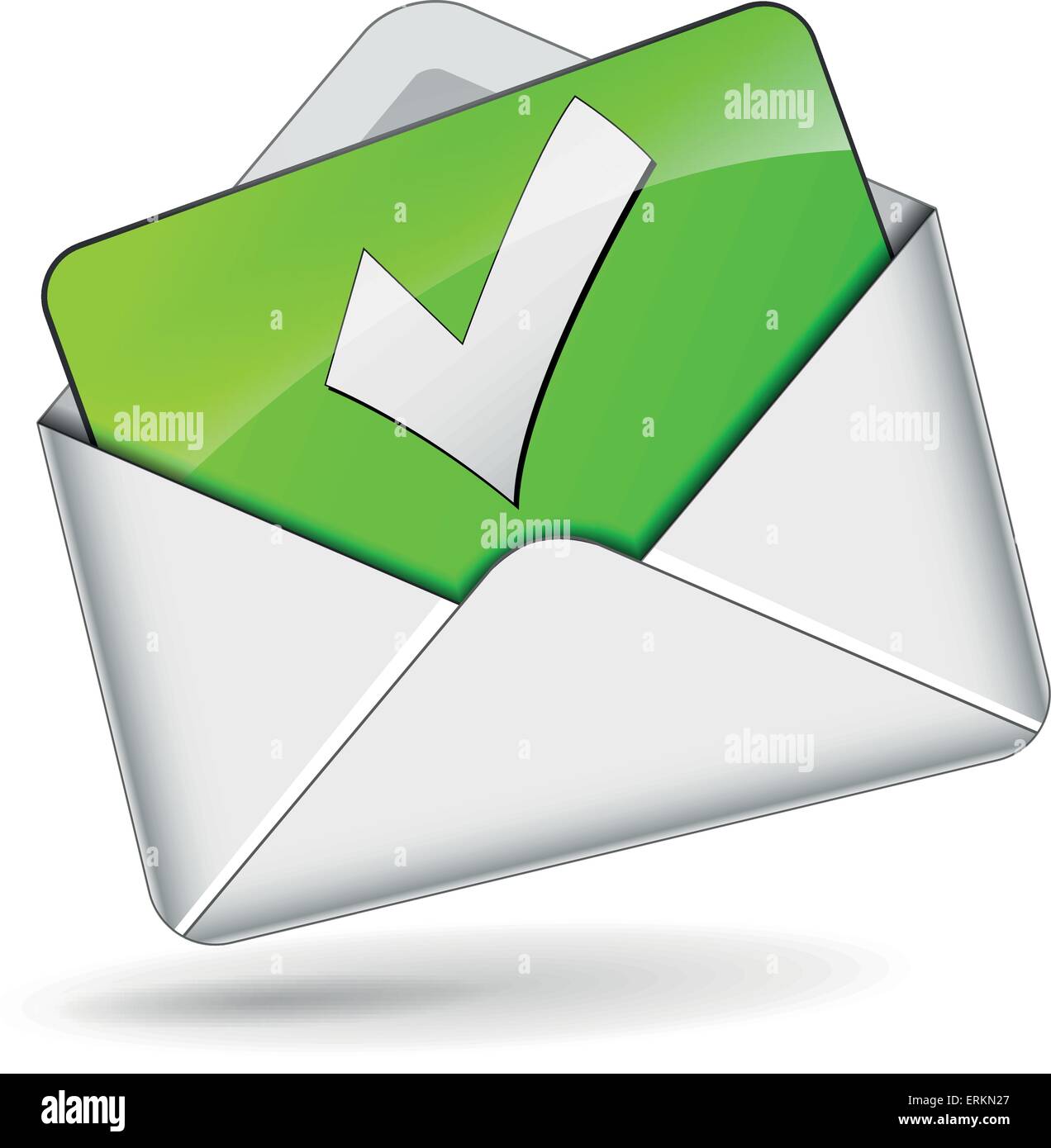 Vector illustration of check mail envelope on white background Stock Vector