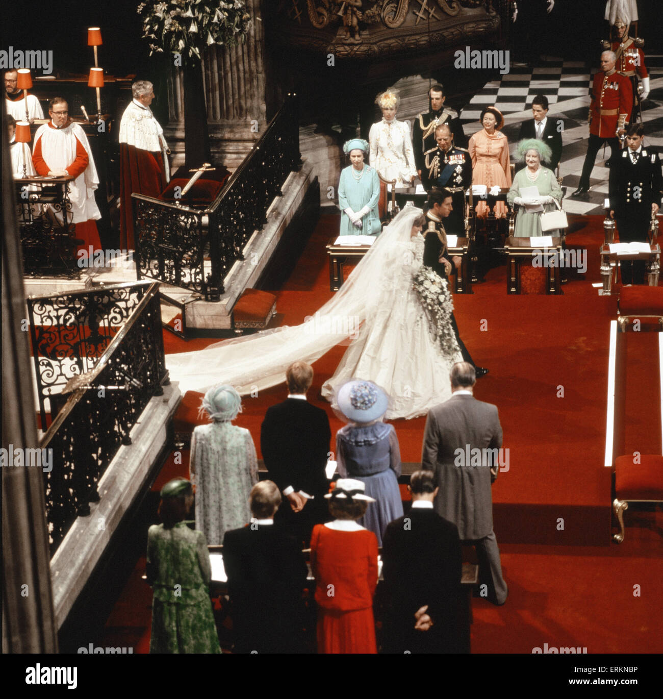 Princess Diana And Prince Charles Walking Down The Isle Being Watched Stock Photo Alamy
