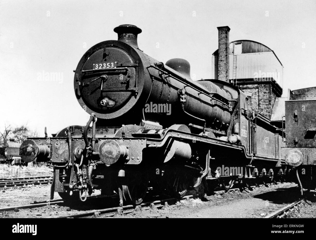 Southern Railway  Class K Steam locomotive number steams out of the sheds, circa 1965. Stock Photo