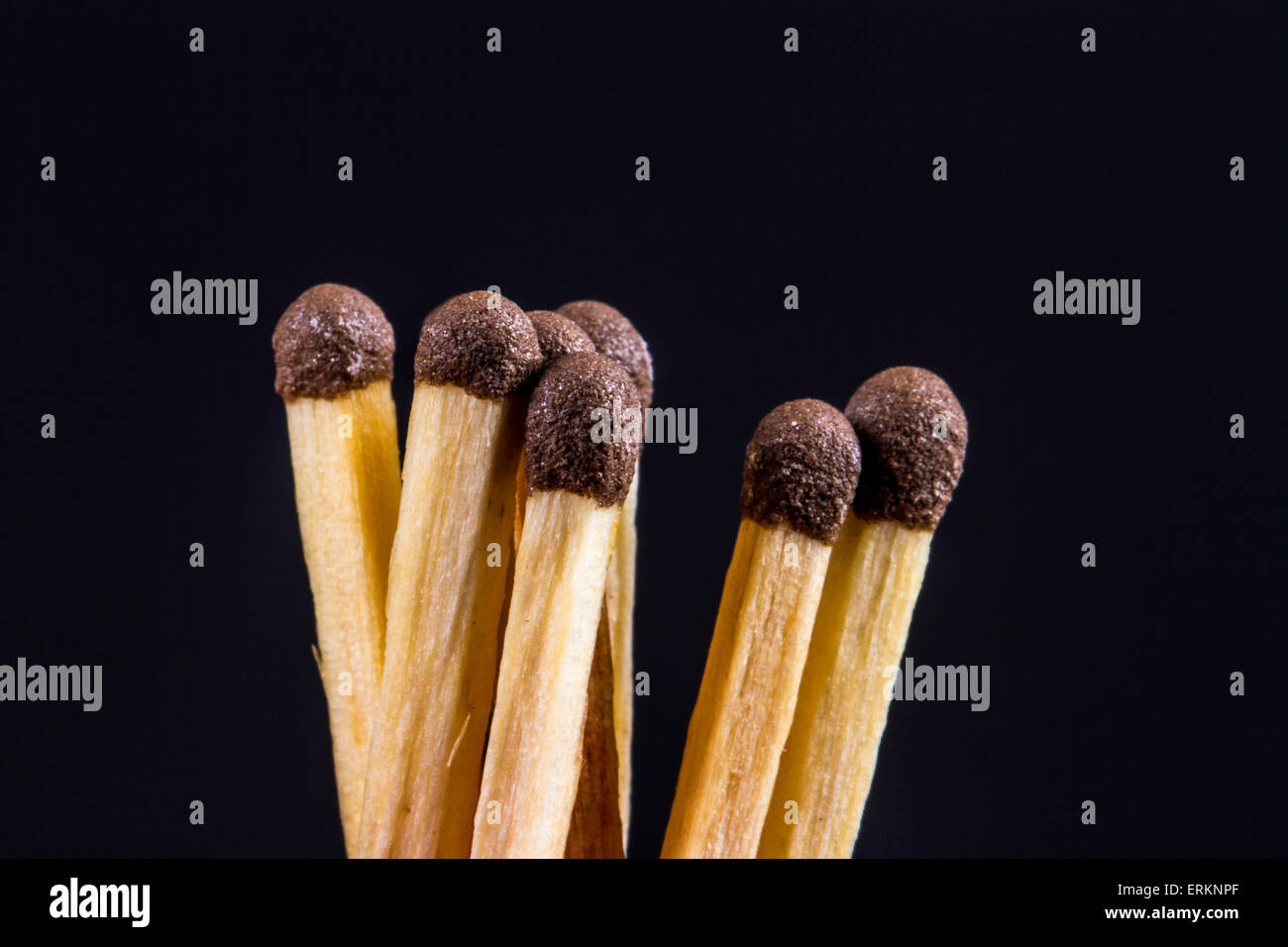 Close up detailed front view of matches, on black background Stock ...