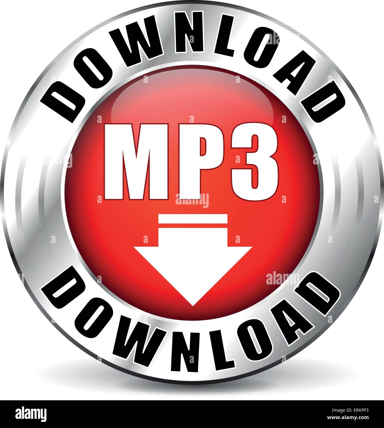 Vector illustration of mp3 download red icon Stock Vector