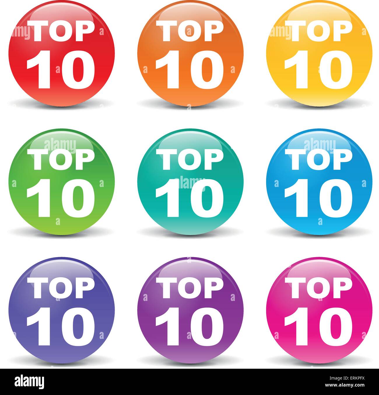 Vector illustration of top ten set icons on white background Stock Vector