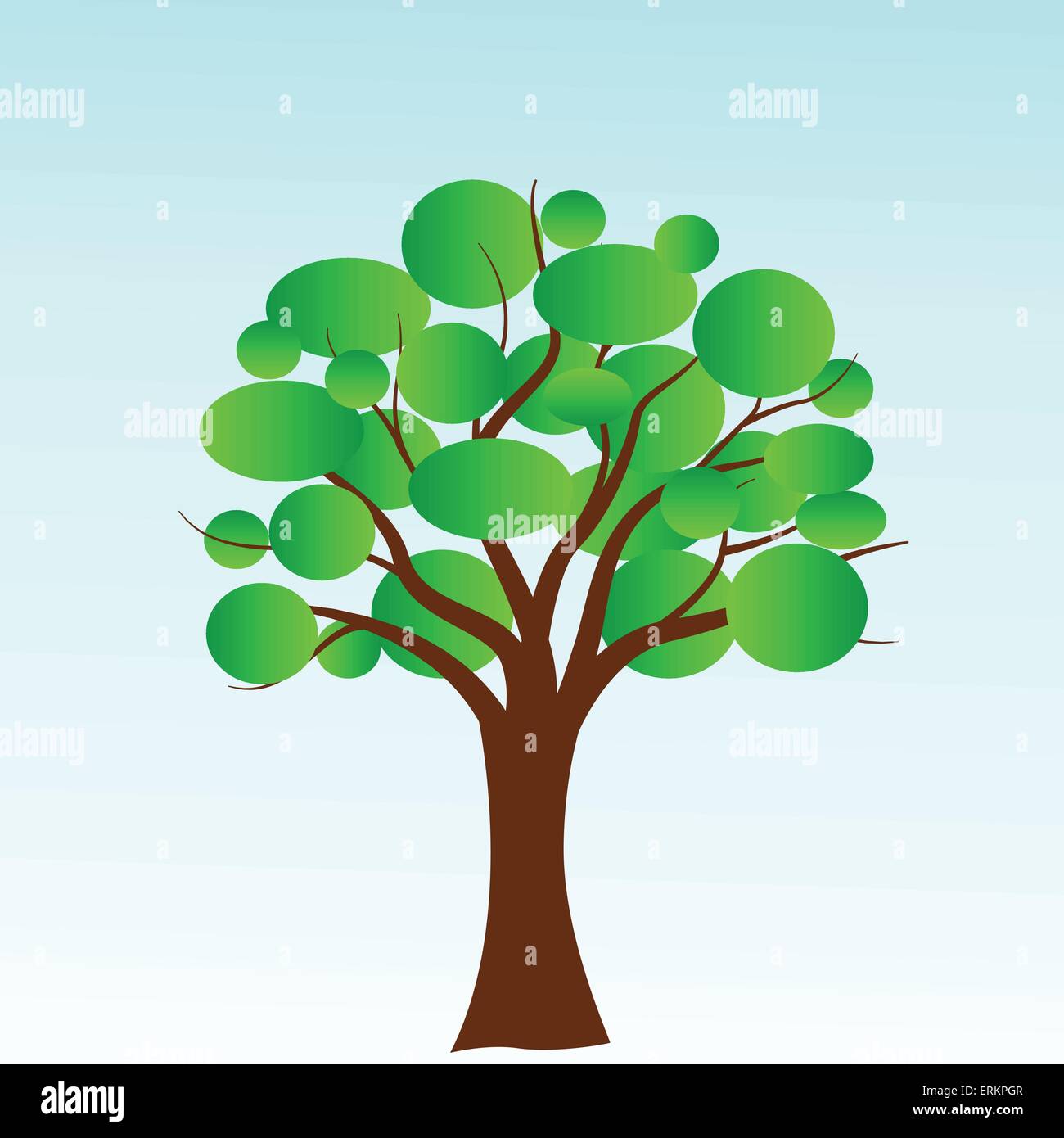 Vector illustration of tree with green bubbles Stock Vector