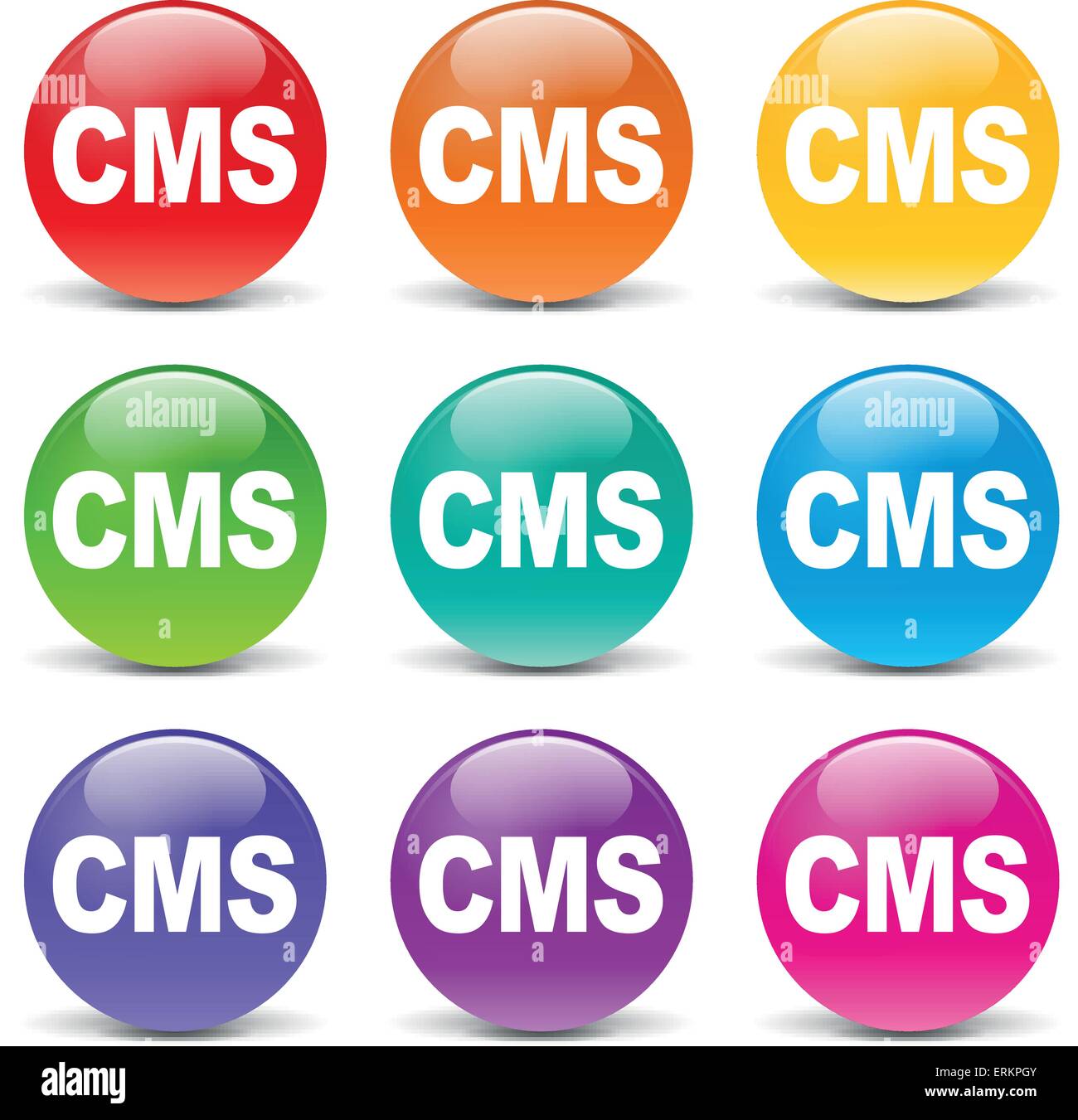 Vector illustration of colorful cms icons on white background Stock Vector