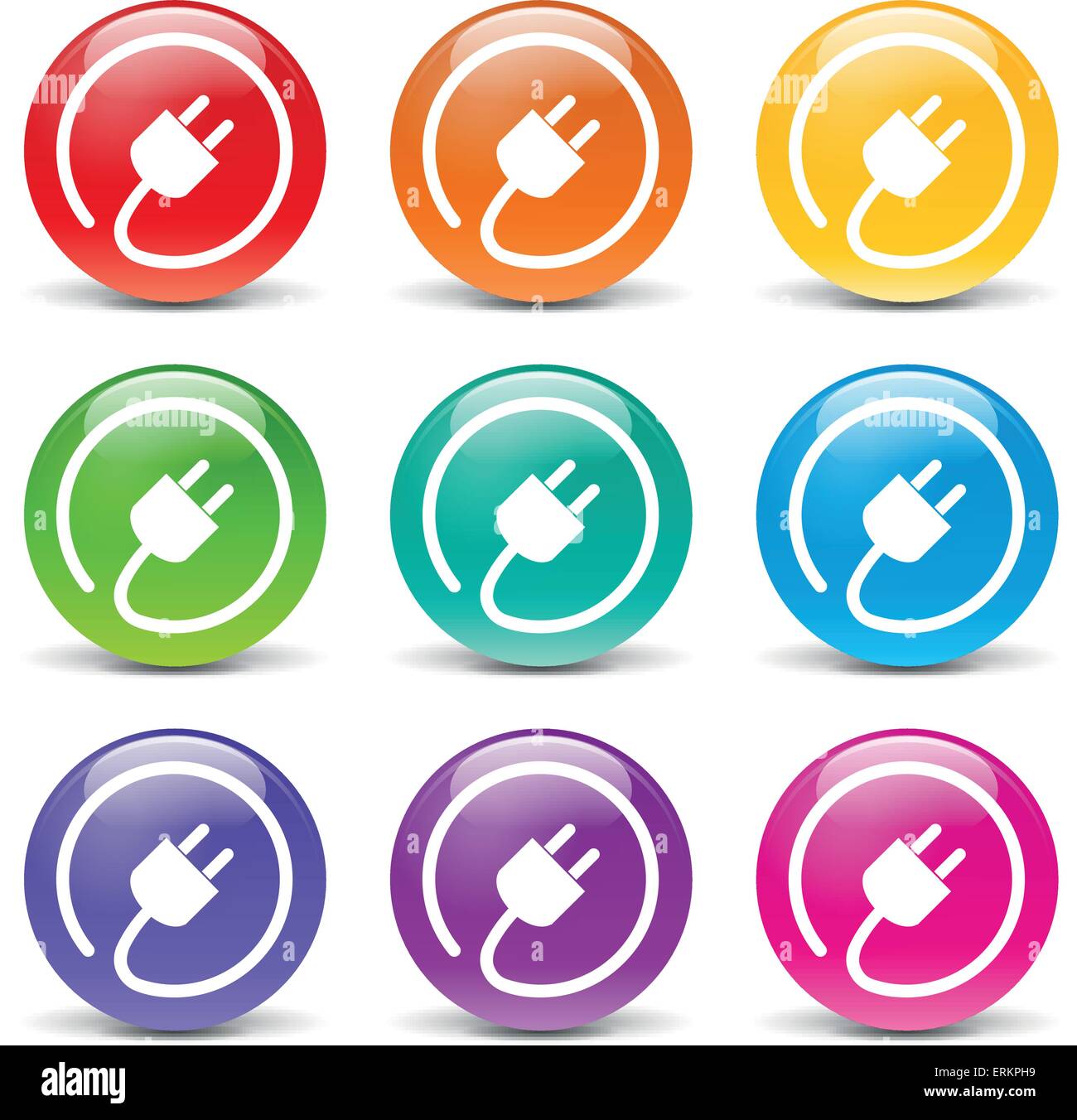 Vector illustration of set electric icons on white background Stock ...