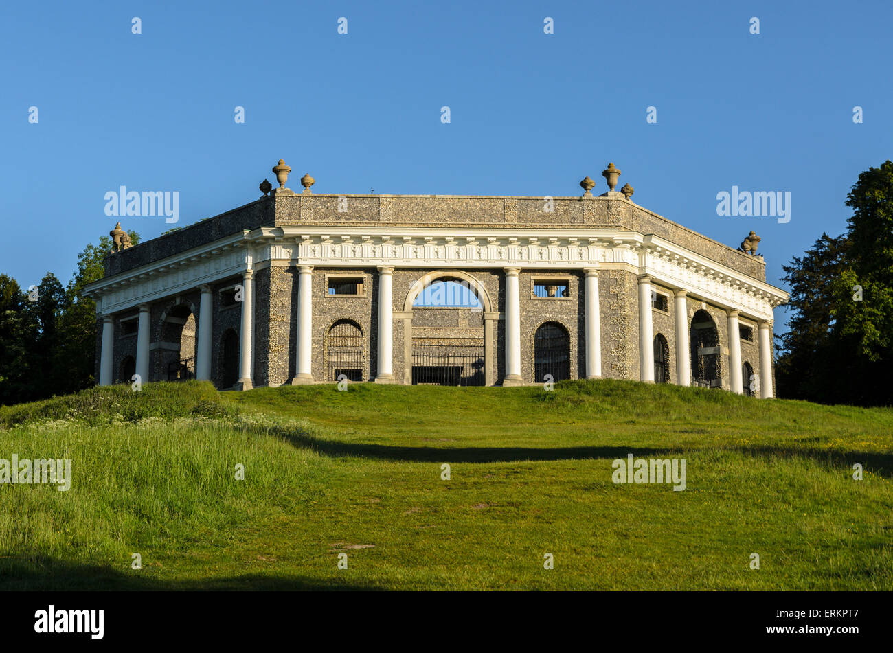 The Dashwood Family Mausoleum sits atop West Wycombe Hill, Buckinghamshire, U.K. Stock Photo