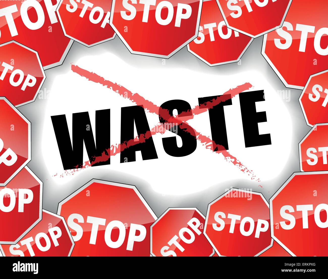 Vector illustration of stop waste concept background Stock Vector
