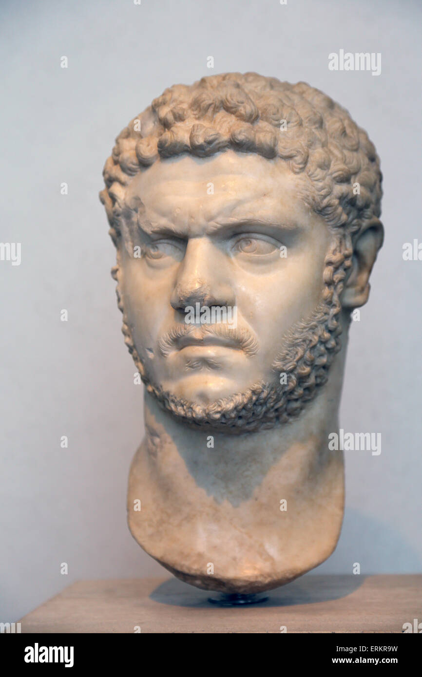 Caracalla or Antoninus (188-217 AD). Roman Emperor. Severan Dynasty. Bust. National Roman Museum. Palace Massimo. Rome. Italy. Stock Photo