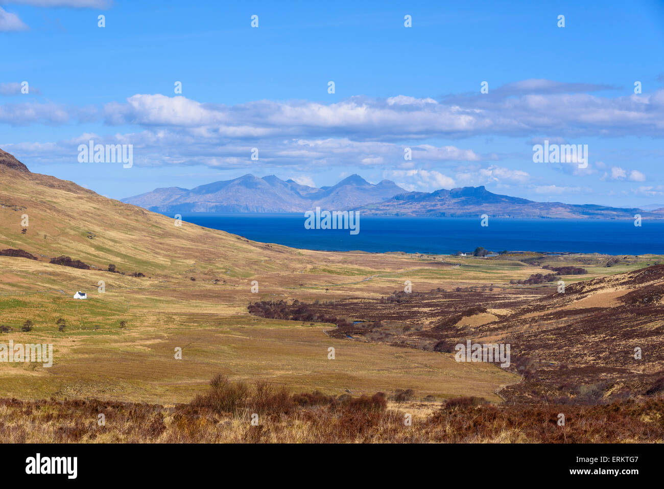 Ardnamurchan Peninsula looking towards Eigg, Rhum and Skye, Lochaber, Highlands, Scotland Stock Photo