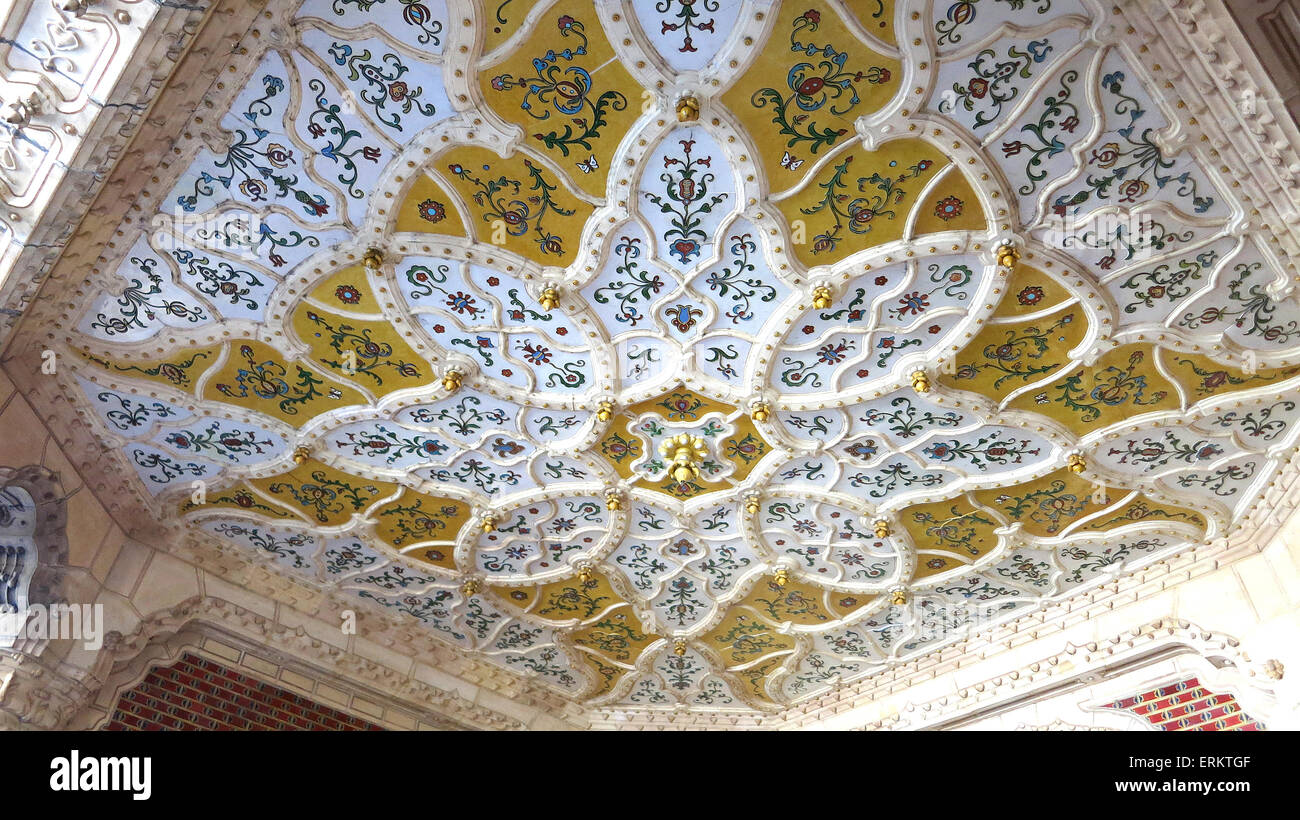 ceiling of the entrance hall of Iparmuveszeti Muzeum Budapest Hungary Stock Photo