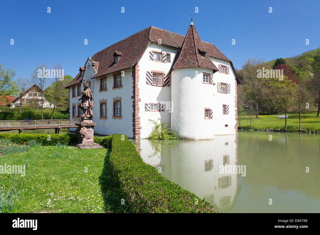 Wasserschloss Inzlingen water castle, Markgraefler Land, Black Forest, Baden- Wurttemberg, Germany, Europe Stock Photo