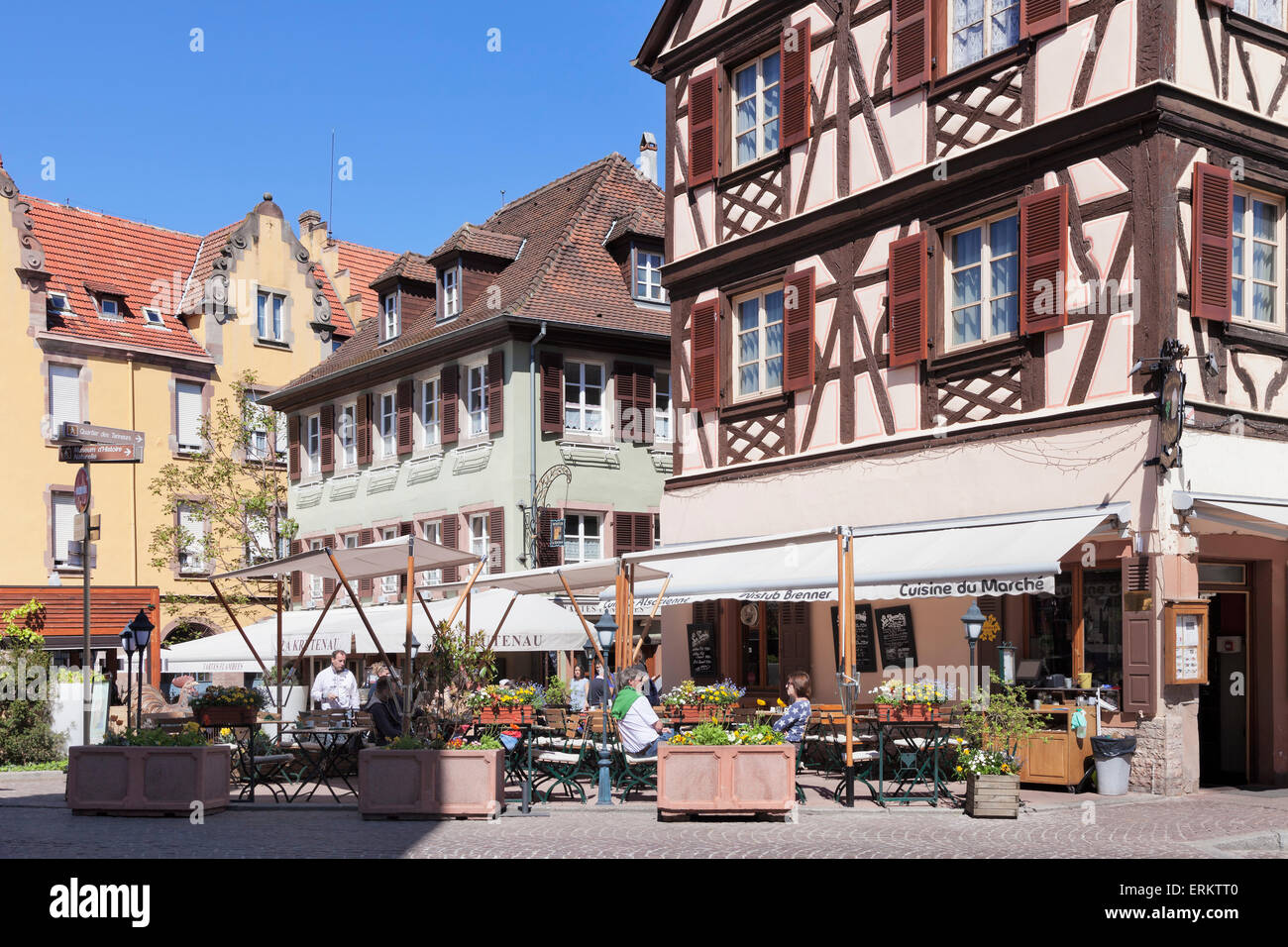 Restaurant Wistub Brenner, Colmar, Alsace, France, Europe Stock Photo
