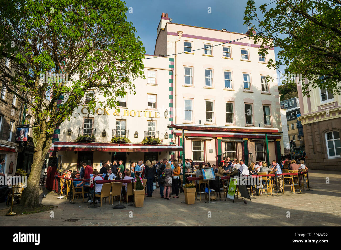 Open air pub on the Royal Square in St. Helier, Jersey, Channel Islands,  United Kingdom, Europe Stock Photo - Alamy