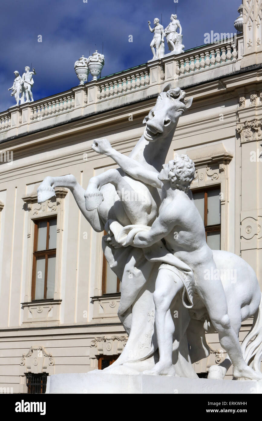 Statue in front of Belvedere Palace, Vienna, Austria, Europe Stock ...