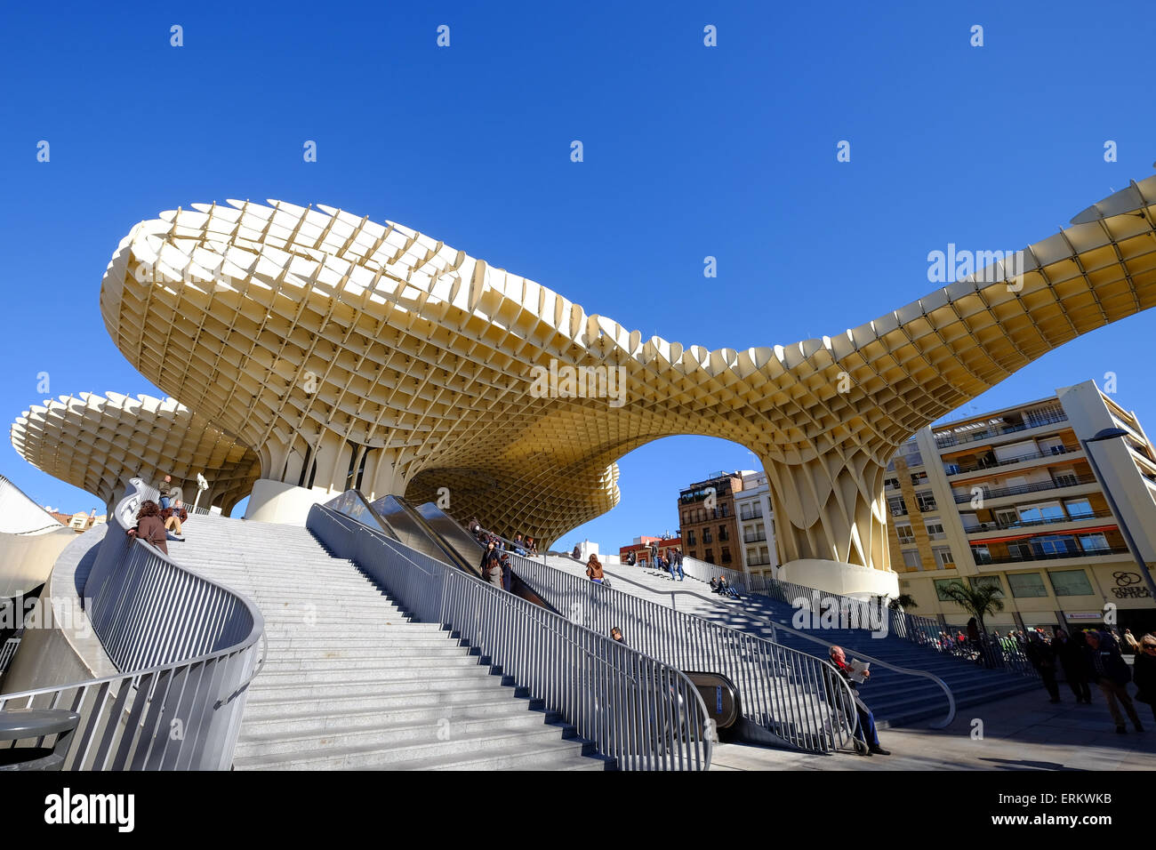 Metropol Parasol, known as Setas de Sevilla (The Mushrooms), the world's  largest wooden structure, Seville, Andalucia, Spain Stock Photo - Alamy