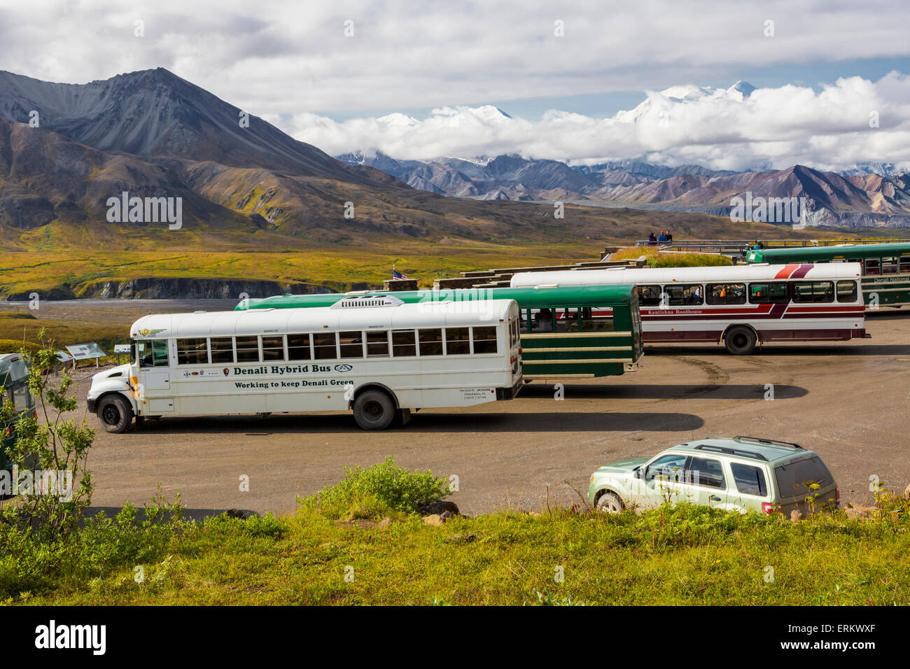 Alaska,Tourbus,Denali Np,Eielson Visitor Center Stock Photo Alamy
