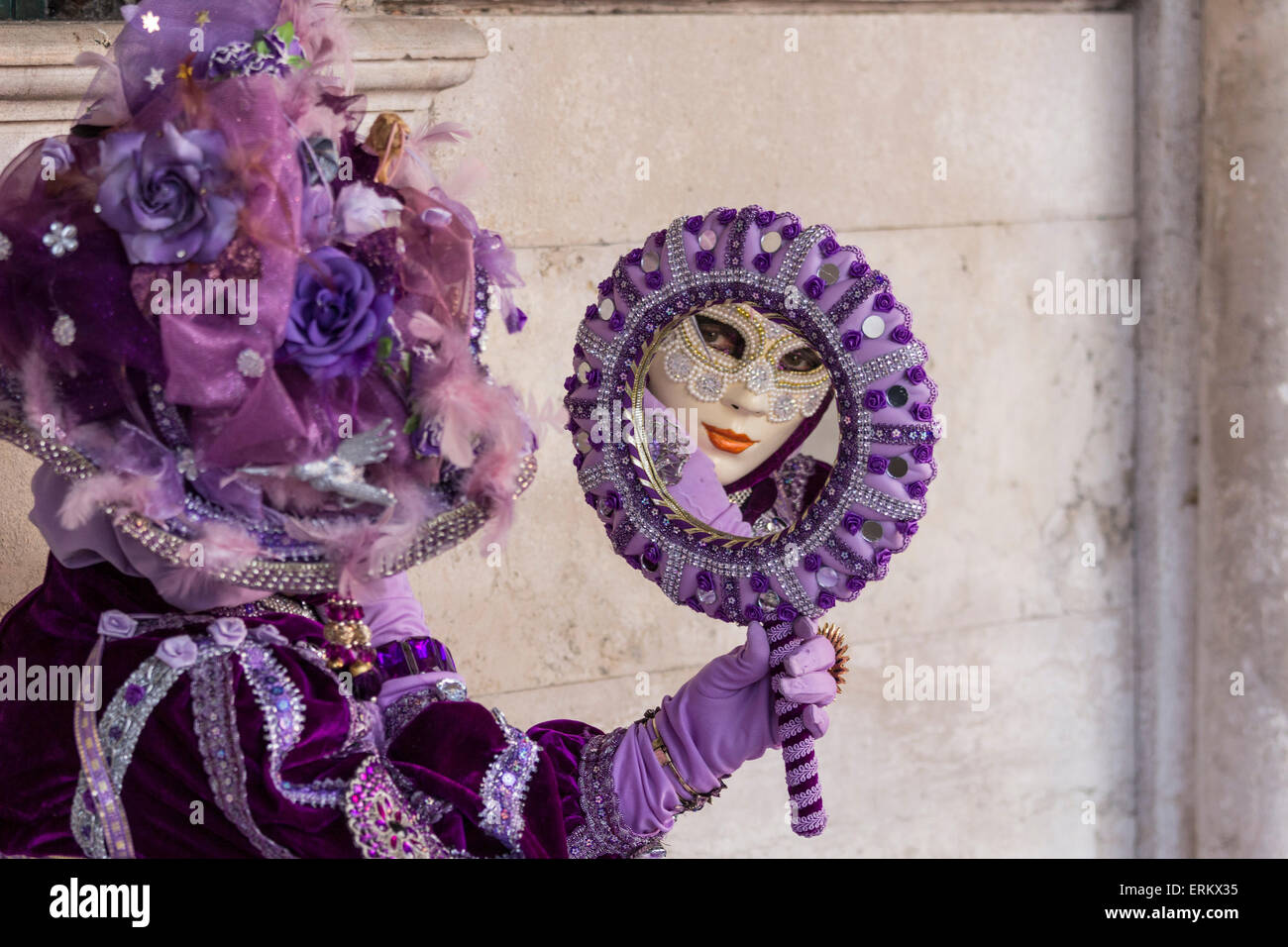 People in masks and costumes, Carnival, Venice, Veneto, Italy, Europe Stock Photo