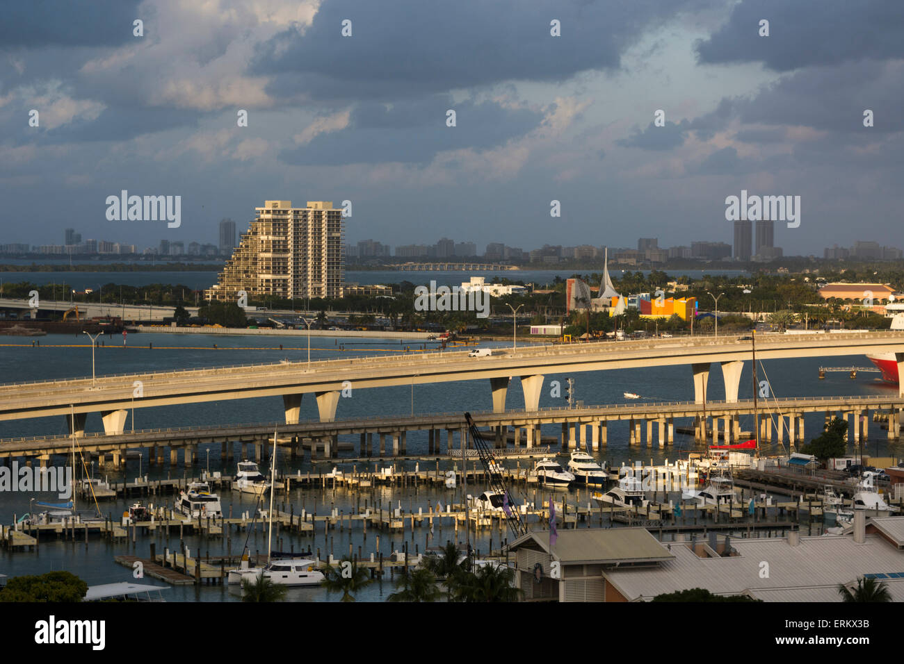 Port Boulevard and Bayside Marina, Downtown, Miami, Florida, United States of America, North America Stock Photo