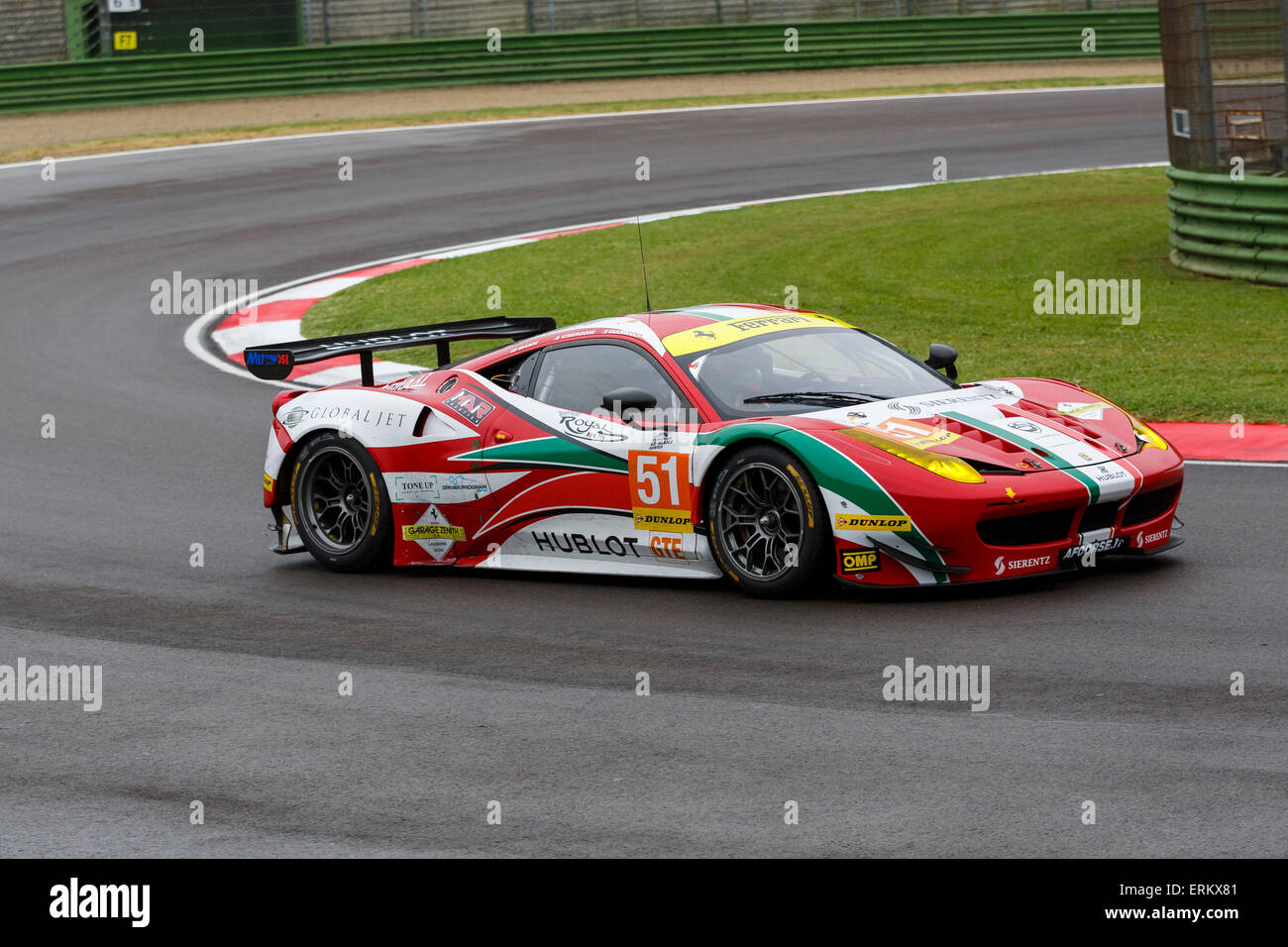 Imola, Italy – May 16, 2015: Ferrari F458 Italia of Af Corse Team, driven by Peter Mann - Raffaele Giammaria and Matteo Cressoni Stock Photo