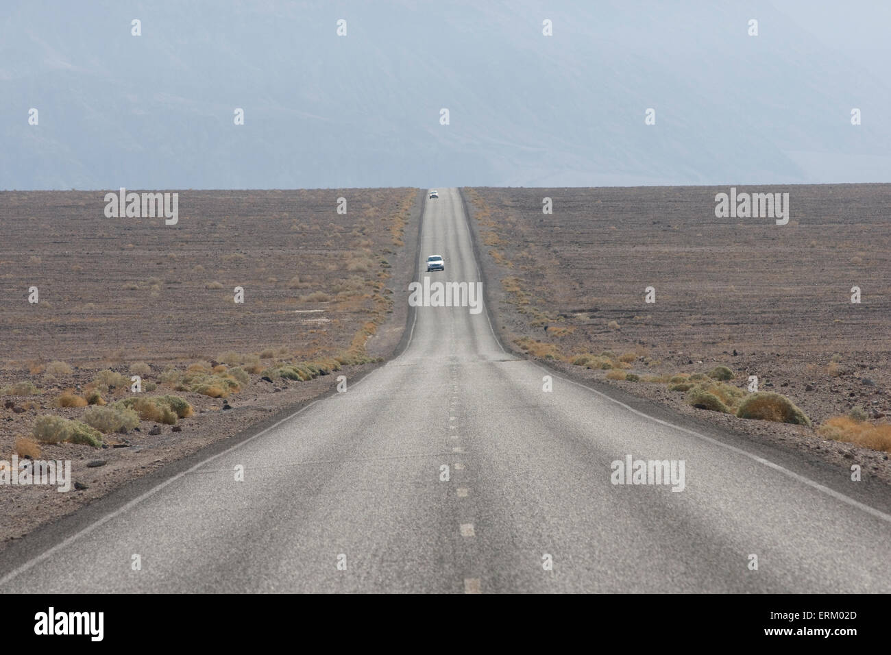 Road heading into lowest North America elevation, Death Valley