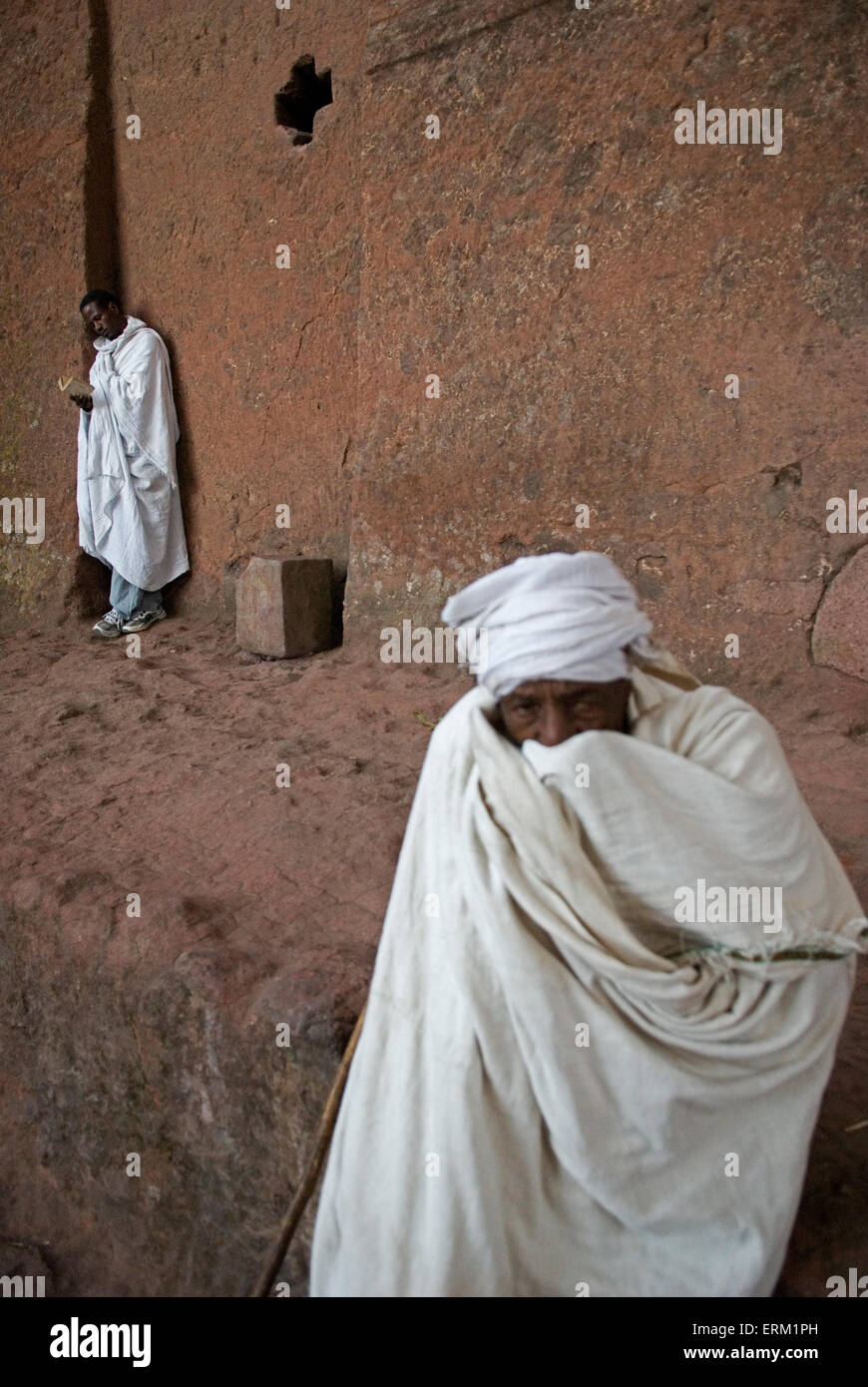 Pilgrims praying during Timkat festival in Lalibela, Ethiopia. Stock Photo