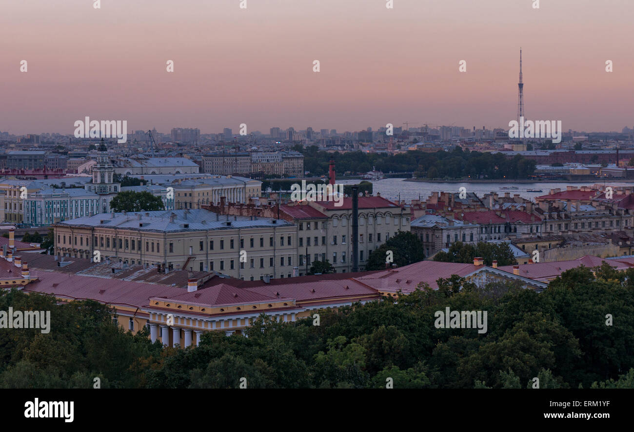 Skyline of evening Saint-Petersburg, Russia Stock Photo