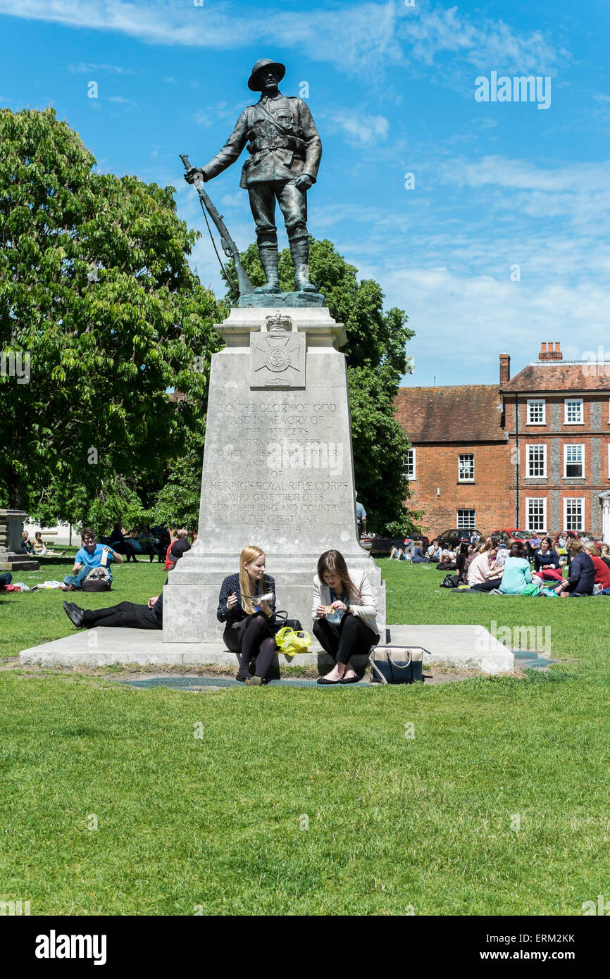 Winchester, UK. 4th June, 2015. UK Weather People sunbathing in the