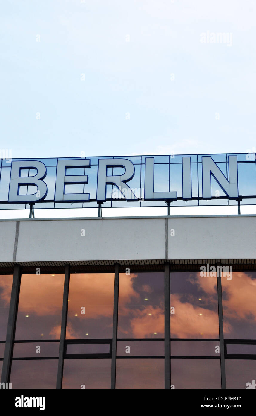 Berlin Schoenefeld airport sign Stock Photo