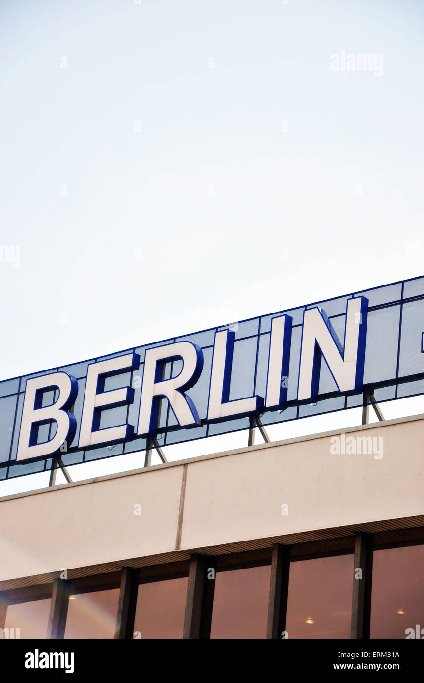 Berlin Schoenefeld airport sign Stock Photo
