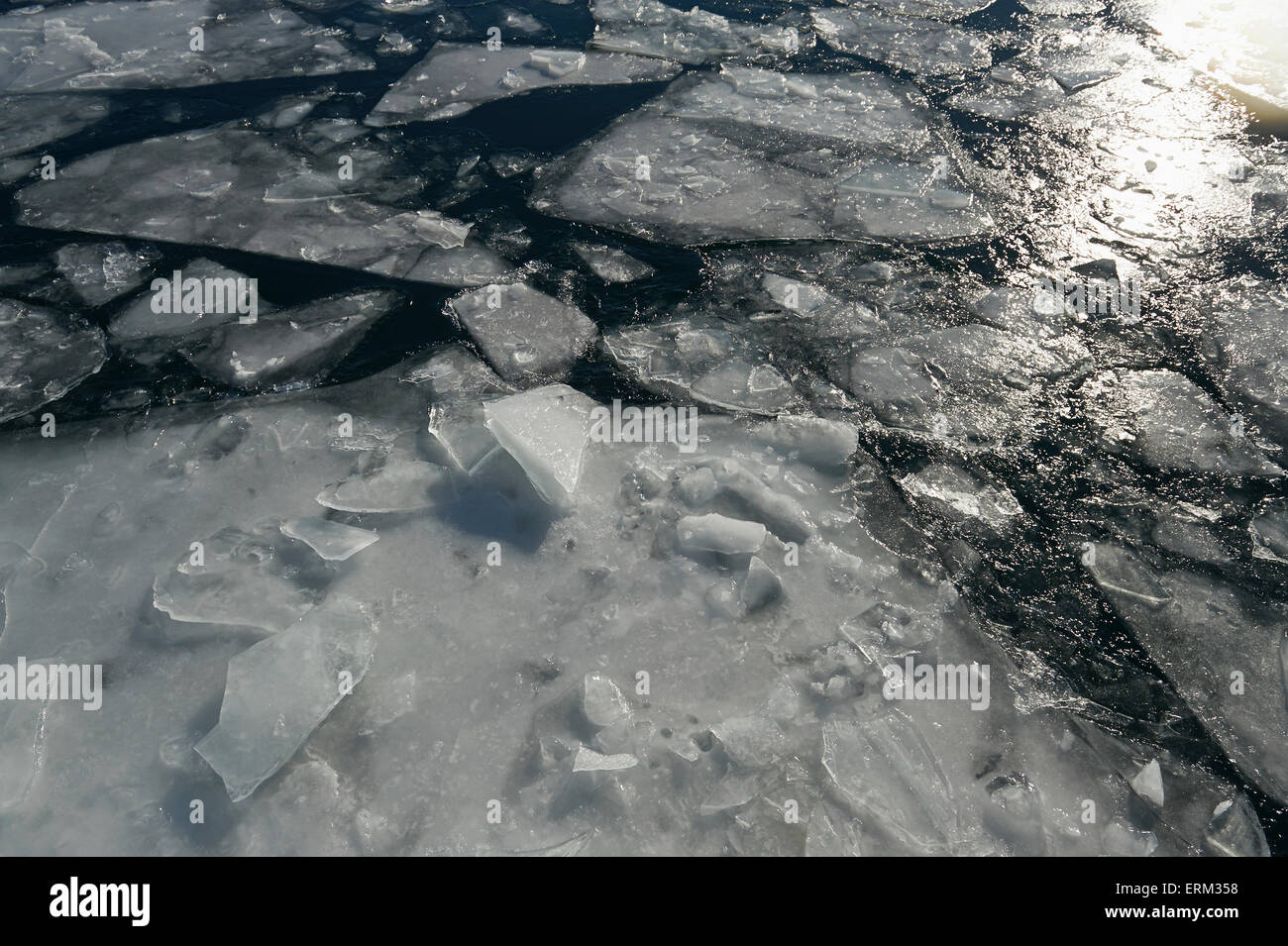 Ice breaking up in harbor; Toronto, Ontario, Canada Stock Photo